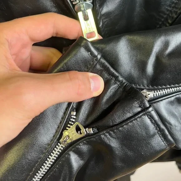 Vintage Excelled Biker Leather Jacket USA Size 42T / XL Tall - Picture 7 of 8